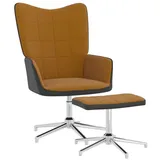 vidaXL Relaxsessel mit Hocker Braun Samt und PVC