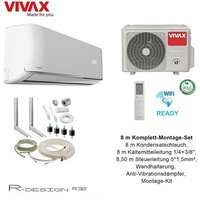 VIVAX R Design 9000 BTU + 8 m Komplett Montageset 2,6 KW Split Klimaanlage A +++