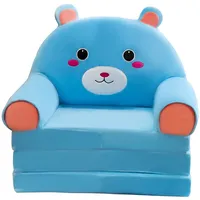 2023 Plüsch faltbares Kindersofa Rückenlehne Sessel 2 in 1 faltbares Kindersofa niedliches Cartoon faules Sofa Kinder aufklappbares Schlafsofa für Wohnzimmer Schlafzimmer ohne Liner (Blue, One Size)