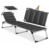 Kesser Sun Sonnenliege 212 x 60 cm schwarz inkl. Sonnendach klappbar