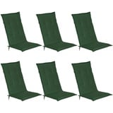 Beautissu 6er Set Gartenstuhlauflage 120x50x6 cm Loft HL Dunkelgrün – Hochlehner Polster Auflage, Sitzpolster & Sitzkissen für Hochlehner Gartenmöbel - Weiche Stuhlauflage mit Schaumkern Füllung