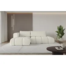 altdecor Ecksofa CLOUD-L Cord 2-Sitzer Creme/Weiß
