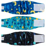 CuteBone Männlich Waschbare Hundewindeln Bauchbänder,3 Stück Wiederverwendbare Hund Bauchband für Rüden Hochsaugfähige Hundewickel mit Flexiblem Klettverschluss DM11XS-DE