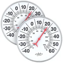 Infactory 2er-Set Bimetall-Thermometer für innen & außen, Temperatur in °C & °F