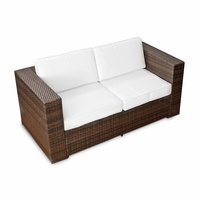 XINRO (2er Polyrattan Lounge Sofa - Gartenmöbel Couch Bank Rattan - durch andere Polyrattan Lounge Gartenmöbel Elemente erweiterbar - In/Outdoor - handgeflochten - braun