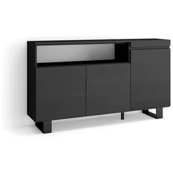 SKRAUT HOME Sideboard, Schrank, Küche, Schrank, Flurschrank, 150x35x87cm, 3 Türen, Industriedesign, Moderner Stil, Schwarz - 67_2