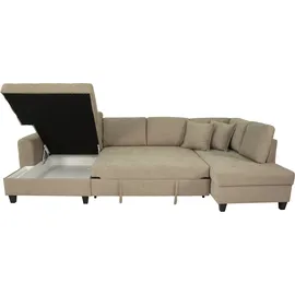 trends by hg Wohnlandschaft Polyester U-Form 3-Sitzer Braun