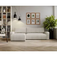 Kaiser Möbel Ecksofa mit schlaffunktion und bettkasten, Couch L form, Schlaffunktion ARAGON Dicker Cord Beige Ottomane Links - Beige