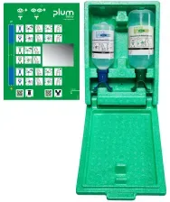 Plum Augen-Notfallstation DUO in Wandbox 4810 , 1 Wandbox = 0,5 Liter pH-Neutral + 1 x 1,0 Liter  0,9 % NACL