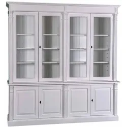 Vitrine Landhaus aus Kiefernholz, 4 Glastüren, 4 Türen