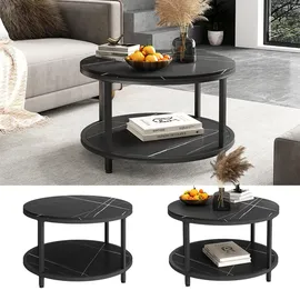 Vicco Couchtisch Ontario Marmor Schwarz 80 x 46 cm