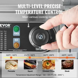 Vevor Kommerzieller elektrischer Grill, 4000 W, flache Grillplatte für die Arbeitsplatte, einstellbare Temperatur von 122 °f bis 572 °f, 25,98 x