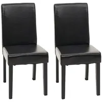 Mendler 2er-Set Esszimmerstuhl Stuhl Küchenstuhl Littau ~ Leder, schwarz,