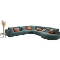Candy Ecksofa 3C CANDY "Enisa II, bequem und komfortabel, Mega Familiensofa, L-Form", blau (petrol), B:225cm H:86cm T:395cm, 100% Polyester, Sofas, Ecksofa, incl. 3 Flatterkissen, wahlweise mit Flecken-Schutz-Bezug Easy care