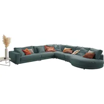 Candy Ecksofa 3C CANDY "Enisa II, bequem und komfortabel, Mega Familiensofa, L-Form", blau (petrol), B:225cm H:86cm T:395cm, 100% Polyester, Sofas, Ecksofa, incl. 3 Flatterkissen, wahlweise mit Flecken-Schutz-Bezug Easy care