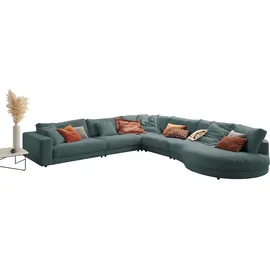 Candy Ecksofa 3C CANDY "Enisa II, bequem und komfortabel, Mega Familiensofa, L-Form", blau (petrol), B:225cm H:86cm T:395cm, 100% Polyester, Sofas, Ecksofa, incl. 3 Flatterkissen, wahlweise mit Flecken-Schutz-Bezug Easy care