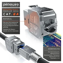 Primewire 8x Netzwerk-Adapter RJ-45 (Ethernet), Buchse zu Netzwerkkabel, CAT.6a Keystone Modul für LAN Kabel, RJ45 Buchse, feldkonfektionierbar