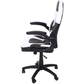 Mendler Bürostuhl HWC-K13, Drehstuhl Gamingstuhl, ergonomisch, verstellbare Armlehne, Kunstleder schwarz-weiß