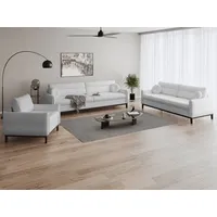 Beautysofa Polstergarnitur in modischer Bouclé-Qualität Belweder 3+2+1, Sofa 3-Sitzer 2-Sitzer Sessel Polstergarnitur grau