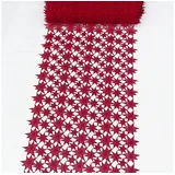 SCHÖNER LEBEN. Stoff Borte Spitzenborte Tischläufer Sterne rot Meterware Breite 40cm, bestickt rot