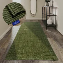 Villeroy & Boch Teppich Rosalie Juteteppich, rechteckig, Höhe: 10 mm, Läufer, 100% Jute, Natur, Wohnzimmer, Esszimmer, Schlafzimmer, GRS grün 80 cm x 200 cm x 10 mm