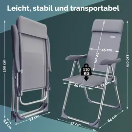 CASARIA Gartenstuhl 73 x 73 x 108 cm grau 4 St.