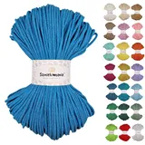 Sznurkomania, Geflochtene Baumwollkordel 3mm 100m, 46 Farben, Häkelkordel, Makramee Kordel, Makramee Garn, Premium Garn, Makramee Seil, (Türkis)