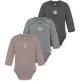 Normani Outdoor Sports 3er Pack Baby Merino Langarmbody „Tuai" in Anthrazit/Grau/Rosa | Gr.: 80