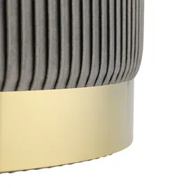 EGLO Living 2er Set Hocker mit Stauraum Mashike, Elegante Sitzhocker, runde Couch Beistellhocker, Pouf aus Samt in Grau und Metall in Gold, Samthocker Ø 36 cm