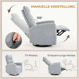 Homcom Relaxsessel Polyester 88 x 102 x 91 cm Hellgrau drehbar