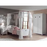 Vipack 4tlg. Set Amori mit Himmelbett inkl. Vorhang, Nachtkommode & Kleiderschrank 2trg.