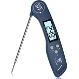 DOQAUS Grillthermometer Fleischthermometer Küchenthermometer Bratenthermometer Kochthermometer mit 3s Sofortiges Auslesen, LCD Bildschirm und Lange Sonde, für Kochen, BBQ (Navyblau)