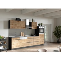 Held Möbel Küchenzeile Turin 300 cm Wotaneiche-Graphit mit E-Geräten