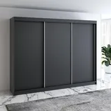 mebloland Schwebetürenschrank MERO 3-türig Schrank 200 cm Weiß Schwarz,