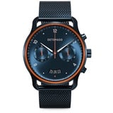 DeTomaso SORPASSO Velocita Blue Orange Herren-Armbanduhr Analog Quarz Mesh Milanese Blau Brushed