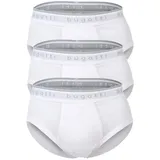 Bugatti Herren Slips, 3er Pack - Feinripp, Eingriff, Baumwolle, einfarbig Weiß 3XL