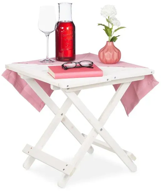 Relaxdays Weißer Klapptisch aus Holz Weiß