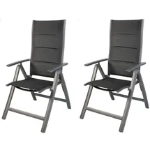 LINDER EXCLUSIV Gartensessel Comfort 6-fach verstellbar 72 x 60 x 111 cm schwarz 2 St.