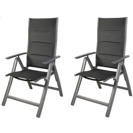 LINDER EXCLUSIV Gartensessel Comfort 6-fach verstellbar 72 x 60 x 111 cm schwarz 2 St.