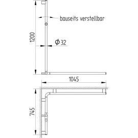 Avenarius Haltegriff Eck-Handlauf mit Brausestange Rohr Ø 3,2 cm