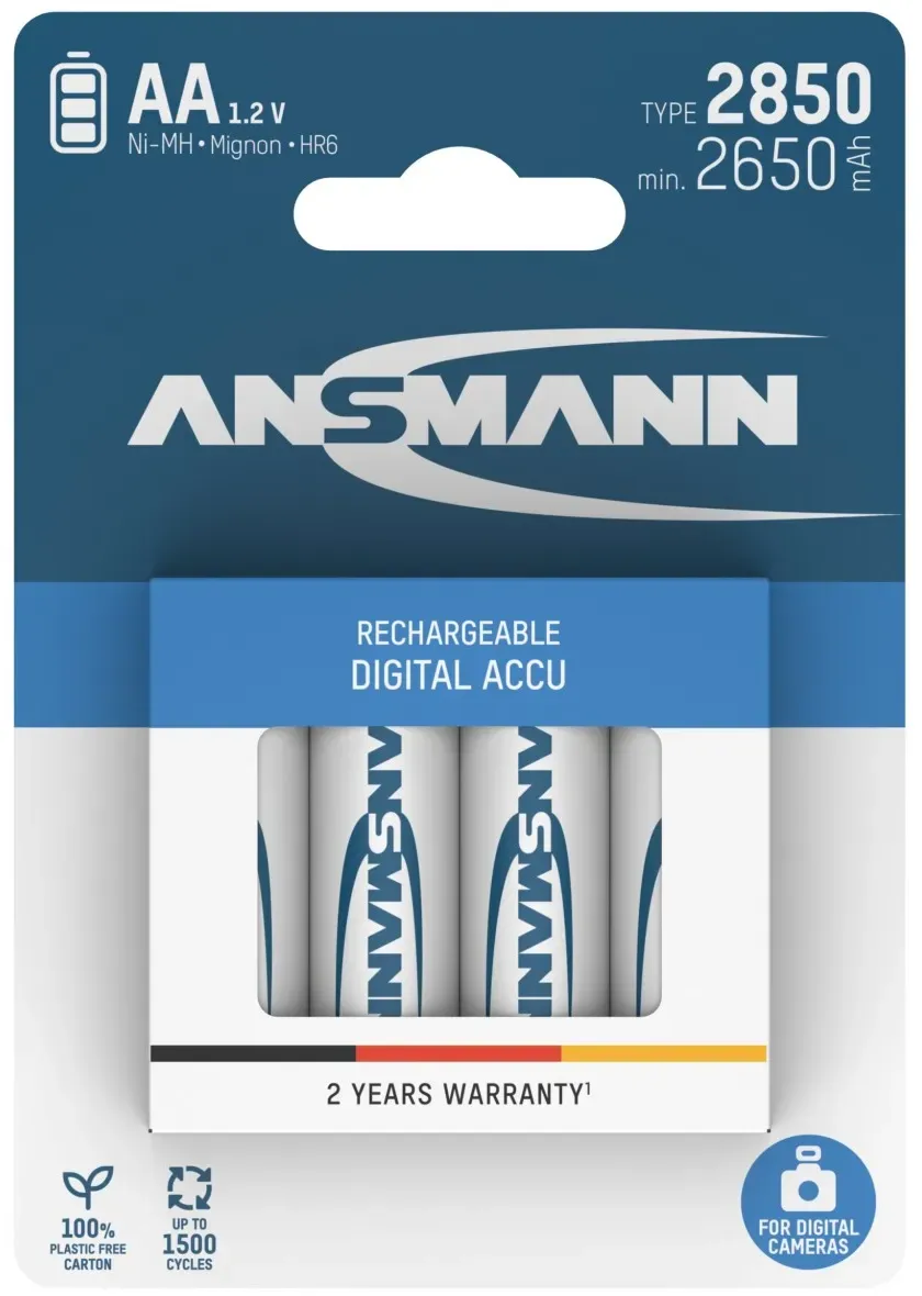 Ansmann NiMH-Akku Typ 2850 Mignon 2650mAh Digital 4er-Blister
