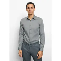 Olymp Businesshemd "OLYMP No. Six, super slim, New York Kent", Herren, Gr. 41, Normaler Arm, grau, grün, 97% Baumwolle, 3% Elastolefin, Hemden