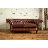 JVmoebel 2-Sitzer Chesterfield Sofa 2 Sitzer Ledersofa Couchen 100% Leder Sofort, Made in Europa braun