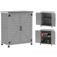 Outsunny Gartenschrank, Grau, Holz, 43x92x79 cm, Aufbewahrung & Schutzhüllen,