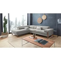 W.Schillig Eckcouch Leder 3-Sitzer Grau