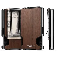 VULKIT Kartenetui Metall Geldbörse RFID Schutz Mini Herren Geldbeutel Automatisch Pop Up für 5 Karten