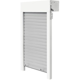 SCHELLENBERG Aufsatzrollladen Komplettset PVC Mini - 120 x 140 cm weiß/grau, Rolladen in Höhe und Breite kürzbar, mit integrierter EPS-Dämmung und umfangreichem Zubehör für Fenster, verschiedenen Größen, Selbstmontage