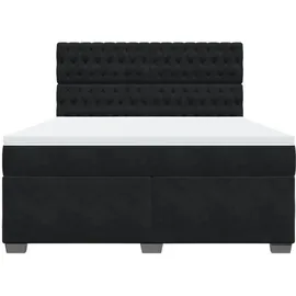 vidaXL Boxspringbett mit Matratze Schwarz 180x200 cm Samt