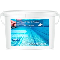 GlobaClean 3 kg Chlortabletten für Pool 20g - langsamlösliche Chlor Tabletten
