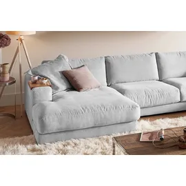 KAWOLA Wohnlandschaft U-Form Madeline Cord Longchair links hellgrau